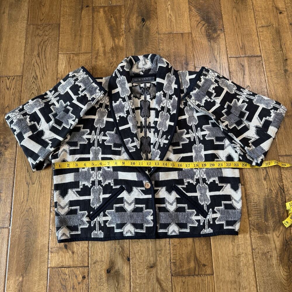 VTG New Identity Tapestry Jacket Womens XL Aztec Southwestern Blazer Black White - Picture 5 of 6